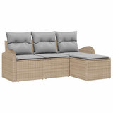 Sofa Set with Cushion 4 pcs Beige and Light Grey Poly Rattan 3354659