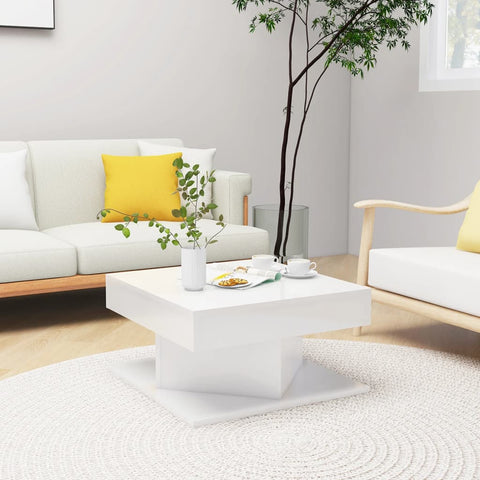 ZNTS Coffee Table High Gloss White 57x57x30 cm Engineered Wood 808374