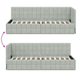 Corner Bed Frame Light Grey 80 cm x 200 cm Velvet 42016368