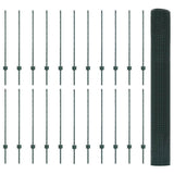 Welded Wire Fence with Posts 50 x 1 m PVC-Coated Steel Green 3336516