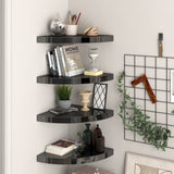 Floating Corner Shelves 4 pcs High Gloss Black 35x35x3.8 cm MDF 323912