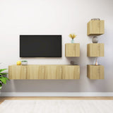 6 Piece TV Cabinet Set Sonoma Oak Engineered Wood 3079036