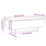 Coffee Table White 100x49.5x31 cm Engineered Wood 833889