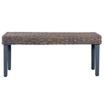 ZNTS Bench 110 cm Grey Natural Kubu Rattan and Solid Mango Wood 285789