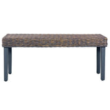 ZNTS Bench 110 cm Grey Natural Kubu Rattan and Solid Mango Wood 285789