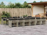 13 Piece Garden Dining Set with Cushions Light Grey Poly Rattan 3211667