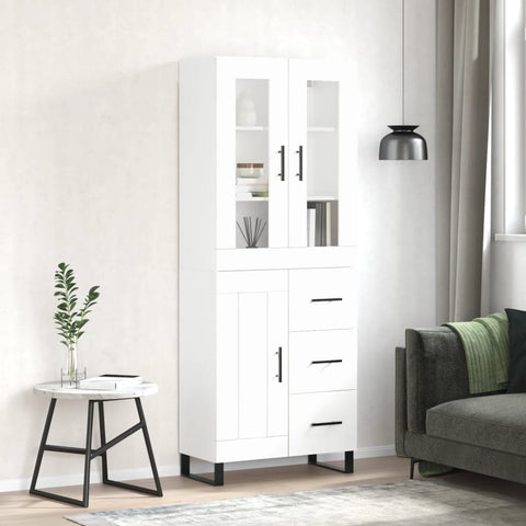 Highboard White 69.5x34x180 cm Engineered Wood 3198681