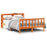 Bed Frame with Headboard without Mattress Wax Brown 140x200 cm 3305779