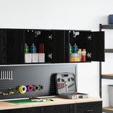 Garage Wall Cabinets 2 pcs Black Engineered Wood 860646