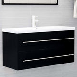 Sink Cabinet with Built-in Basin Black Engineered Wood 3099069
