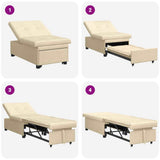 Sofa Bed Cream 194 x 50 x 82 cm Plywood 42008588