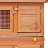 170159 Outdoor Rabbit Hutch Small Animal House Pet Cage 4 Doors Wood