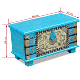 ZNTS Storage Chest Blue Mango Wood 80x40x45 cm 243332