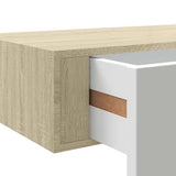 Wall-mounted Drawer Shelf Oak and White 40x23.5x10cm MDF 330249
