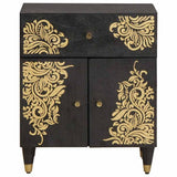 Bedside Cabinet with Door with Drawer Black 50 x 33 x 60 cm 4018819
