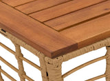 Garden Table Natural 55 x 55 x 37 cm PE Rattan and Glass 42035140
