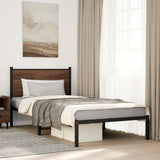 Metal Bed Frame without Mattress Brown Oak 107x203 cm 4007761