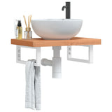 Basin Shelf Wall Mounted Steel and Solid Wood Beech 3302376