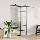 Sliding Door with Hardware Set Black 102x205 cm ESG Glass 3375852