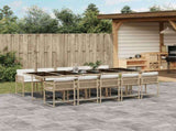 11 Piece Garden Dining Set with Cushions Beige Poly Rattan 3211474
