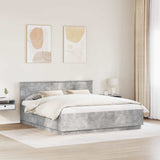 Bed Frame Concrete Grey 200 x 200 cm Engineered Wood 3408134