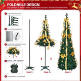 ZNTS 6 FT Fully Decorated Pre-lit Christmas Tree, Pop Up Artificial Xmas Tree with 80 Warm Lights Battery 74711152