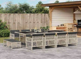 13 Piece Garden Dining Set with Cushions Light Grey Poly Rattan 3210803