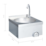 Hand Wash Sink with Faucet and Soap Dispenser Stainless Steel 51113