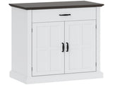 Farmhouse Sideboard with 3 cm Thick Top 2 Barn Doors - White T3398P377886
