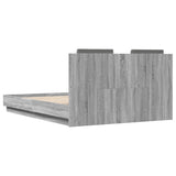 ZNTS Bed Frame with LED without Mattress Grey Sonoma 140x190 cm 3210043