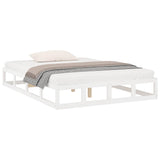 Bed Frame without Mattress White 135x190 cm Double Double Solid Wood 820837