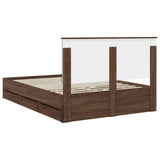 Bed Frame with Drawer Brown Oak 140 x 190 cm Engineer Wood 3409460