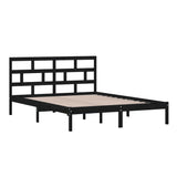 Bed Frame without Mattress Black King Size Solid Wood 3101227