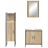 Bathroom Furniture Set with Shelf 3 pcs Brown Engineered wood 3345149