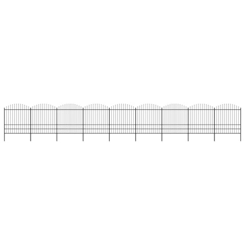 ZNTS Garden Fence with Spear Top Steel x15.3 m Black 277756