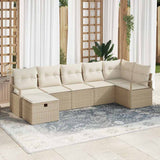 Sofa Set with Cushion Manual 7 pcs Beige and Cream Poly Rattan 3359200