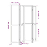 Room Divider 4 Panels White Solid Wood Paulownia 358674