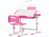 Kids Study Desk and Chair Set w/ Adjustable Height, Storage, Drawer, Pink T3398P347708