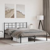 Metal Bed Frame without Mattress with Headboard Black 160x200cm 355564