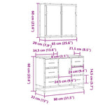 ZNTS 2 Piece Bathroom Furniture Set Black Engineered Wood 3300900