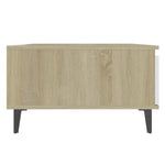 Coffee Table White and Sonoma Oak 90x60x35 cm Engineered Wood 806009