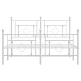 Metal Bed Frame without Mattress with Footboard White 135x190cm 374405