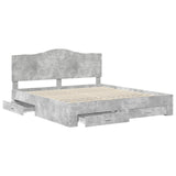 Bed Frame Concrete Grey 200 x 200 cm Engineered Wood 3413565