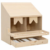 Chicken Laying Nest 2 Compartments 63x40x65 cm Solid Pine Wood 170651