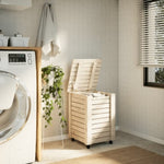 ZNTS Laundry Basket with Wheels RANA 45x45x64 cm Solid Wood Pine 4002325