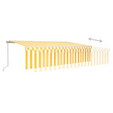 ZNTS Manual Retractable Awning with Blind&LED 6x3m Yellow&White 3069363