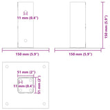 Post Bases Square 12 pcs Silver 51x51 mm Galvanised Steel 42000003