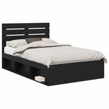 Bed Frame with Headboard Black 120 x 200 cm Solid Pine Wood 3411432