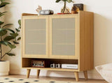 Natural Rattan Storage Cabinet & Shoe Cabinet Comb, 5-Tier Shoe Cabinets Storage for Boots or Heels N896P437304O