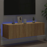 TV Wall Cabinet with LED Lights Sonoma Oak 100x35x31 cm 837297